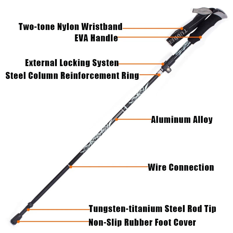 BUBUDA Folding Hiking Stick Portable Ultra Light Anti Shock