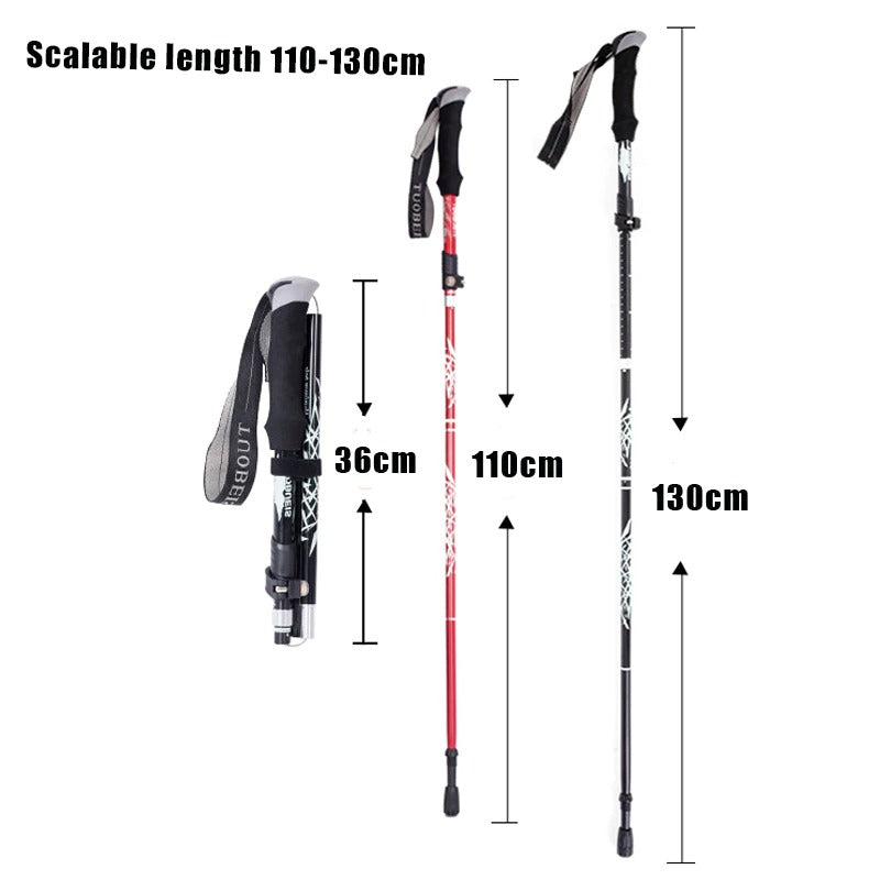 BUBUDA Folding Hiking Stick Portable Ultra Light Anti Shock
