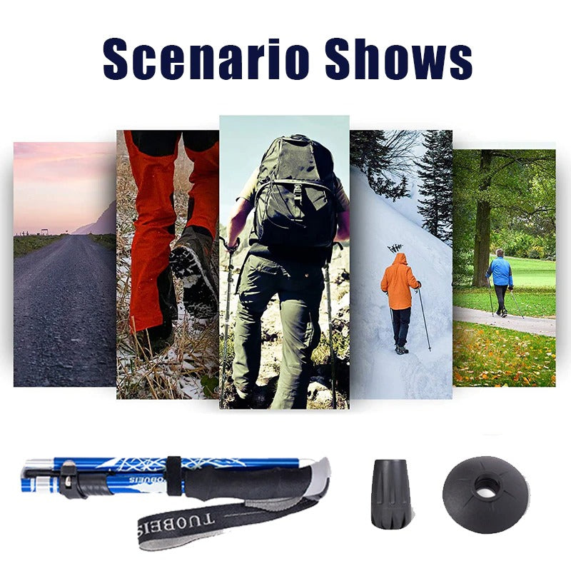 BUBUDA Folding Hiking Stick Portable Ultra Light Anti Shock