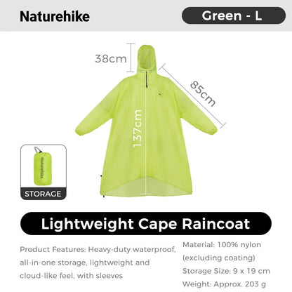 Naturehike Ultralight Heavy Rain & Windproof Outdoor Poncho