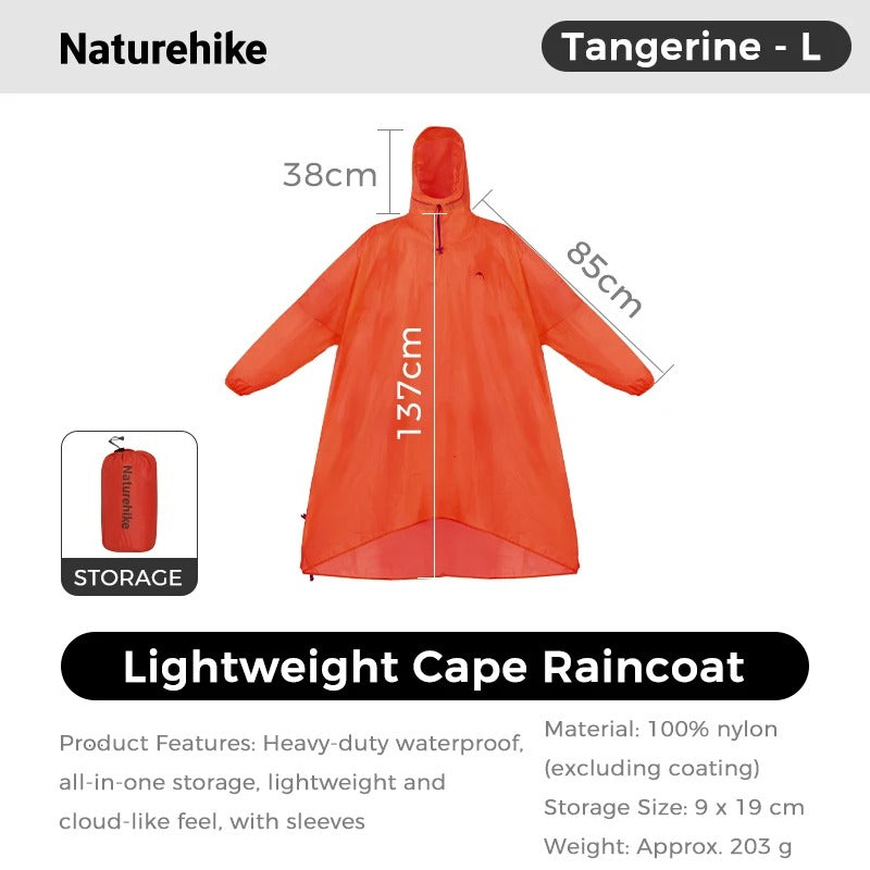 Naturehike Ultralight Heavy Rain & Windproof Outdoor Poncho