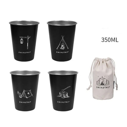 ShineTrip Outdoor 4pcs Stainless Steel Cup Set