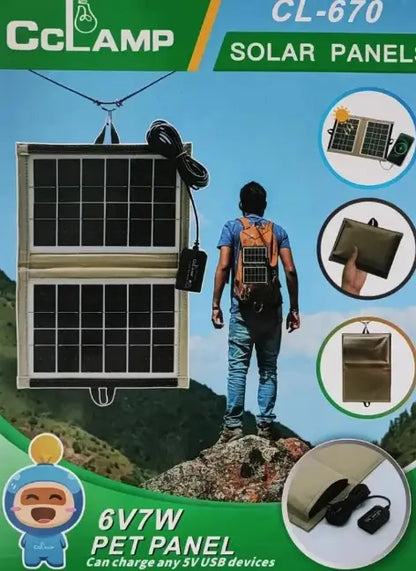 CCLamp Foldable solar panel  CL-670 7W with USB output, universal charging