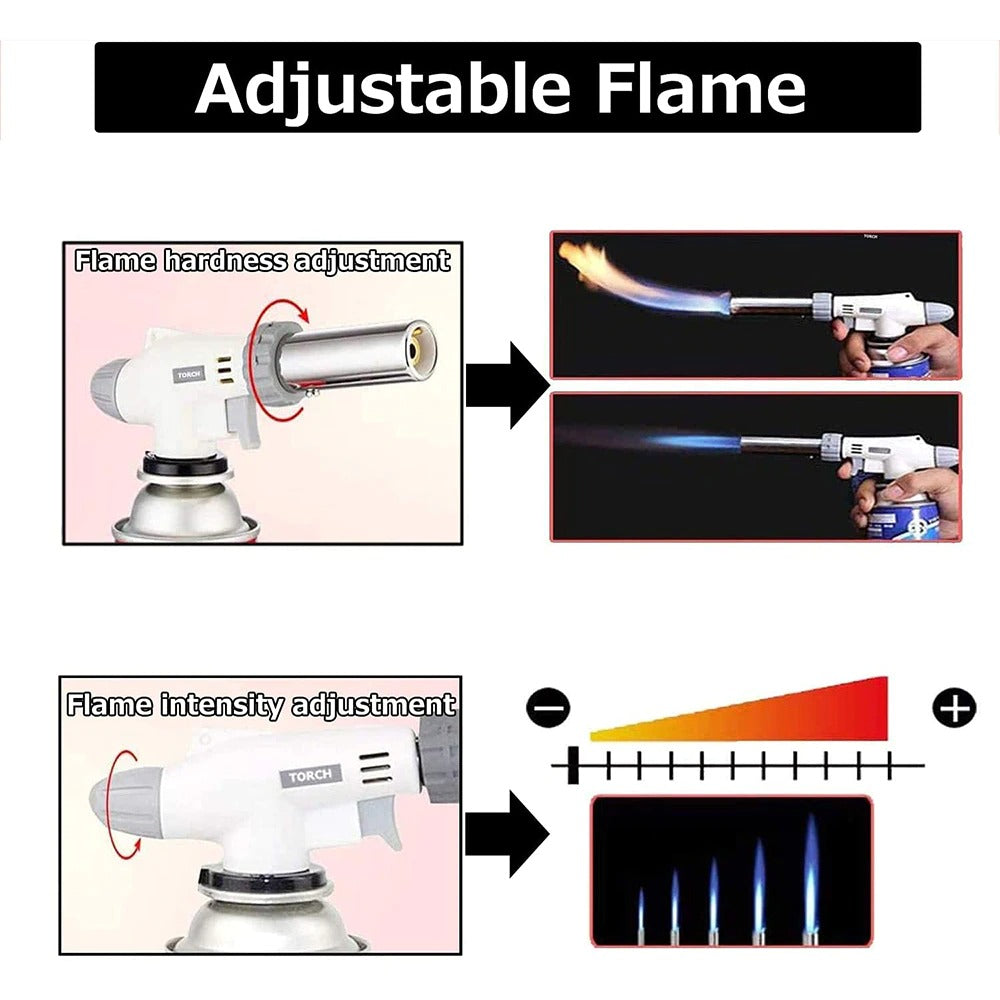 Multifunctional Welding, BBQ, Flame Gun with Butane Gas WHITE