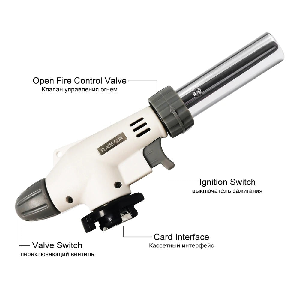 Multifunctional Welding, BBQ, Flame Gun with Butane Gas WHITE