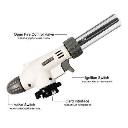 Multifunctional Welding, BBQ, Flame Gun with Butane Gas WHITE