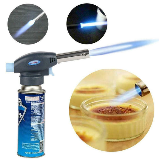 Gas Burner Flame Gun For BBQ & Wielding Etc With Butane Grey