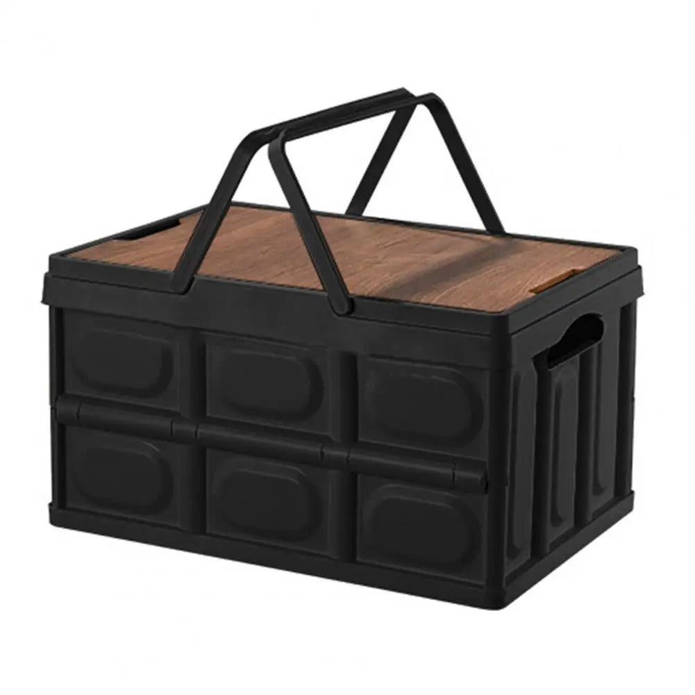 Outdoor Camping Folding Box With Wooden Lid 56L