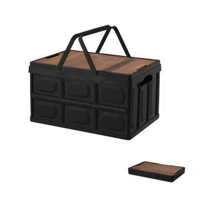 Outdoor Camping Folding Box With Wooden Lid 56L