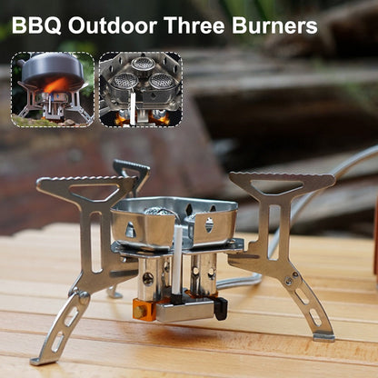 Camping Outdoor Portable Three Head Stove with Butane